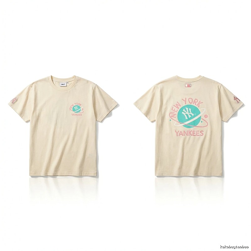 MLB New York Yankees trendy brand beige T-shirt