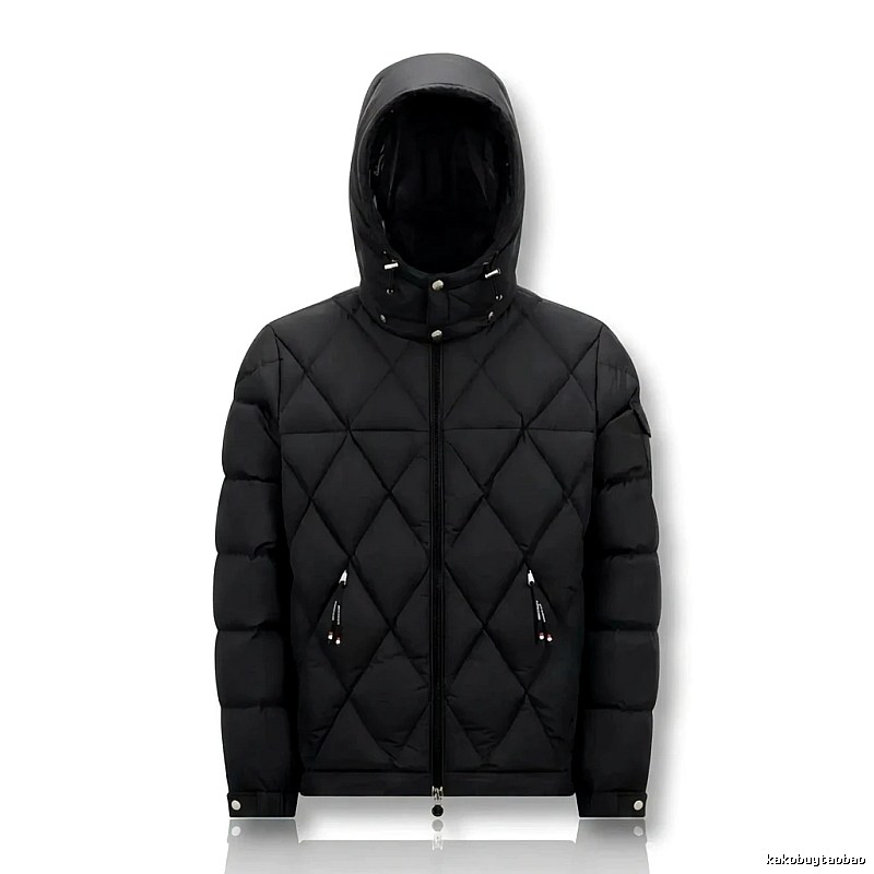 Moncler diamond-check trendy and cool style black down jacket