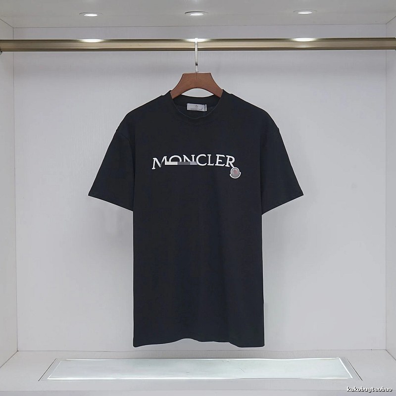 Moncler Embroidered Casual-Style Black T-Shirt