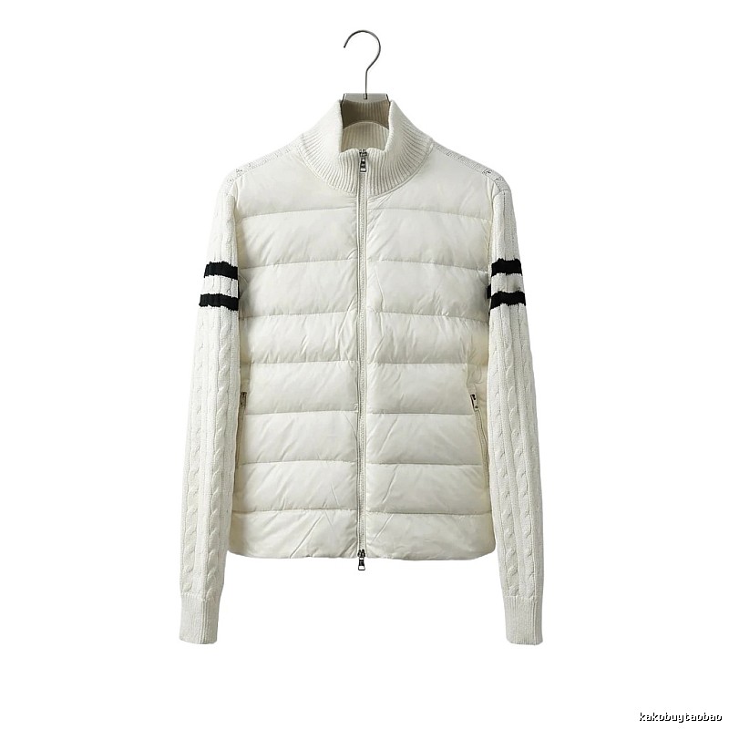 Moncler knitted and spliced windproof white down jacket