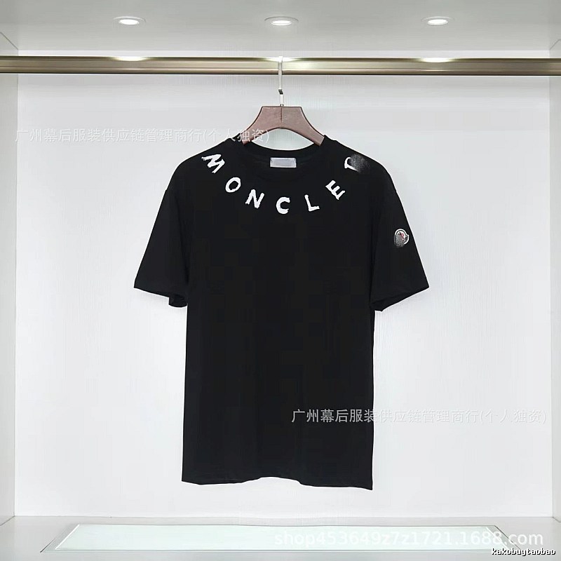 Moncler Letter Print Casual Style Black T-Shirt
