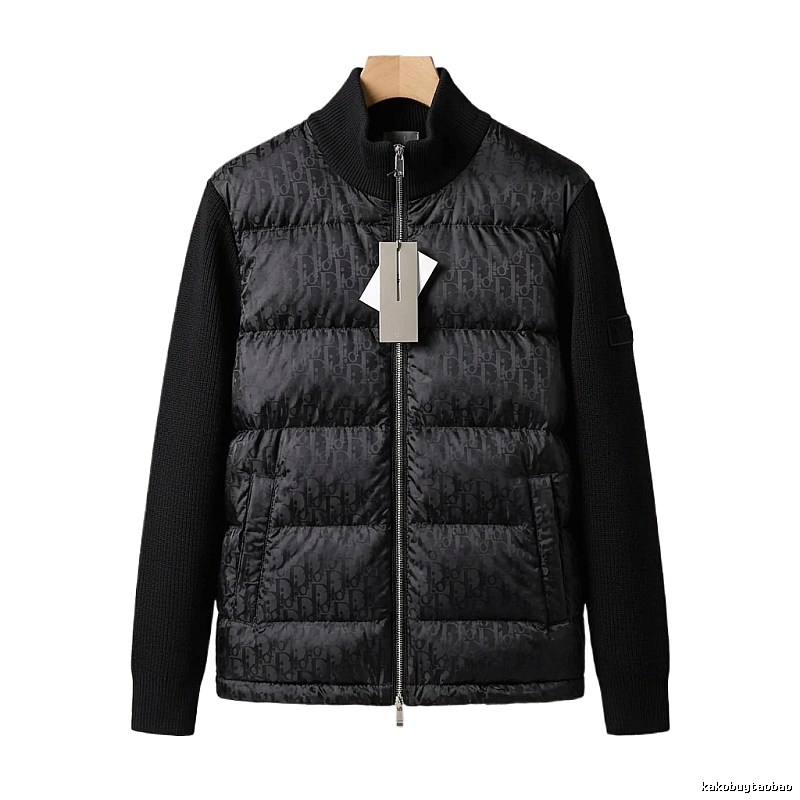 Moncler letter - printed black down jacket