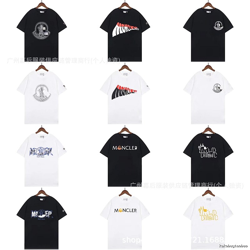 Moncler Logo Printed Trendy Black & White Short-Sleeve T-Shirt