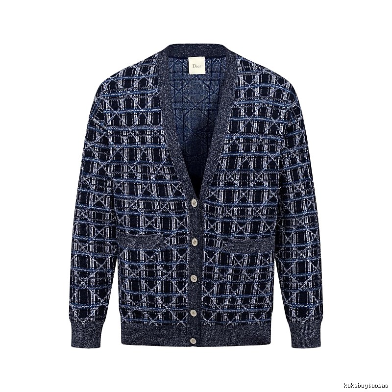 Navy Dior Button-front Cardigan for Layered Winter Looks
