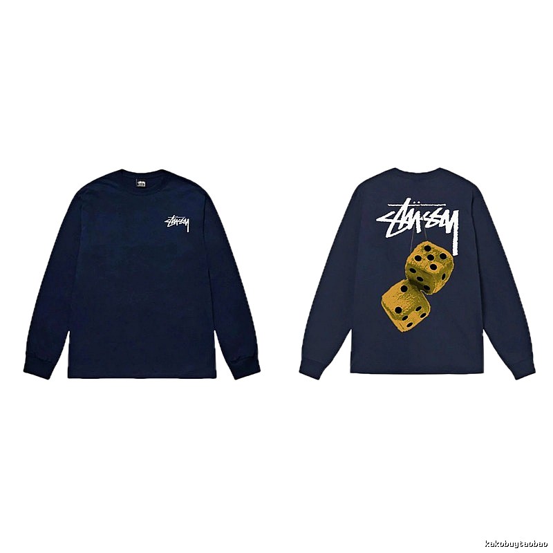 Navy long-sleeved shirt with Stussy dice print