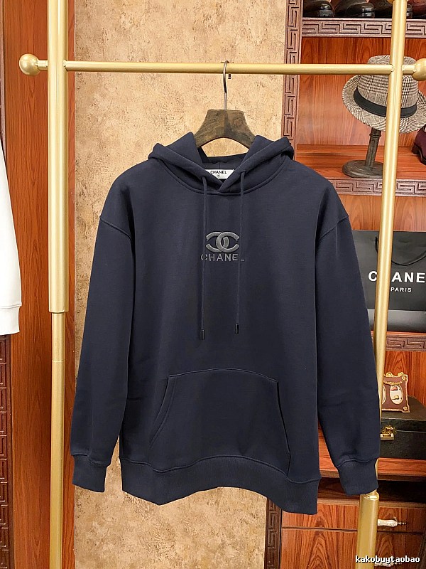 Navy Pullover Hoodie with Chanel Chanel Hoodie with Layering Piece