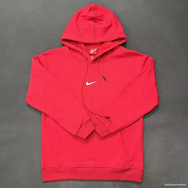 Nike Small Chest-Logo Detail Small-Logo Detail Red Zip Hoodie Commuter Look Swoosh