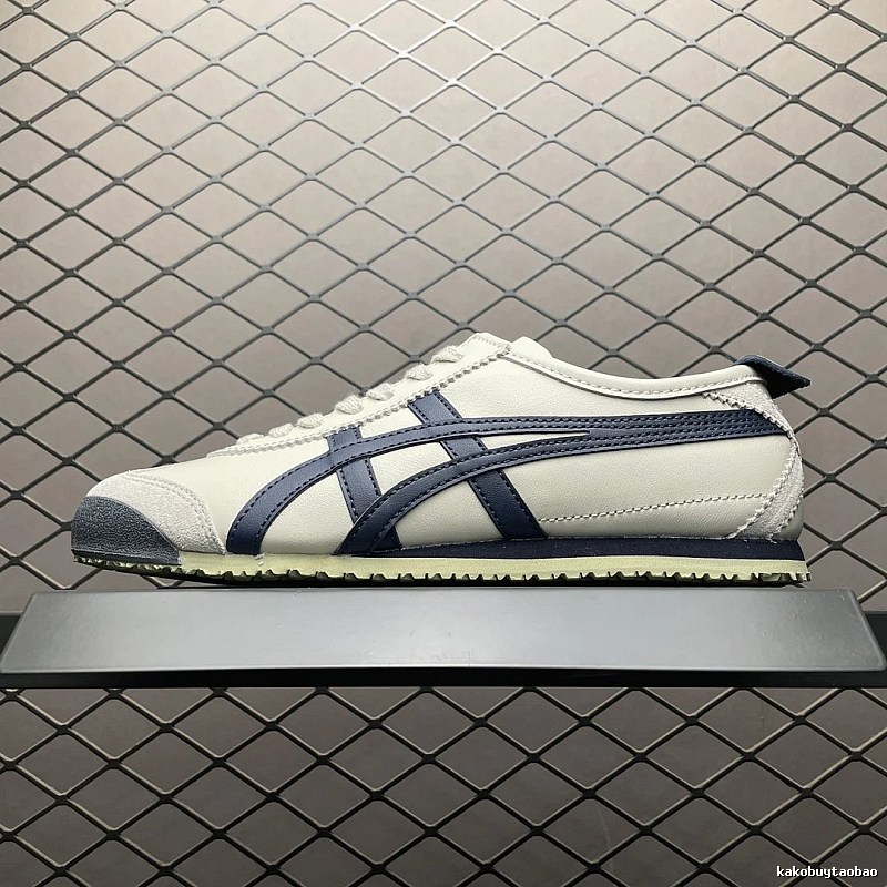 Onitsuka Tiger Low-Top Sneakers, White and Navy and Retro Court Shape