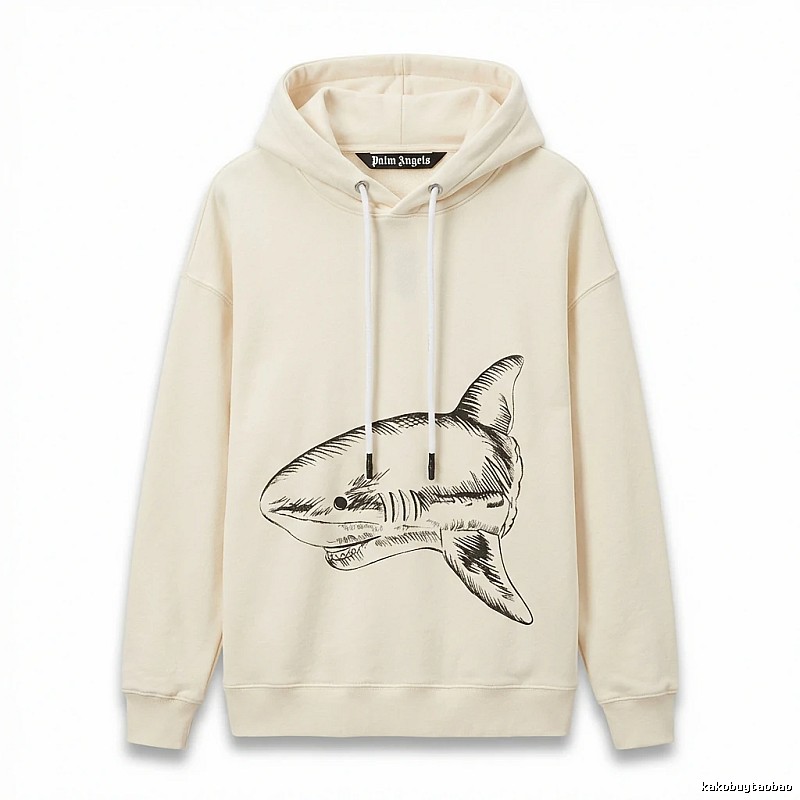 Palm Angels Shark Series Simple Style Beige Hoodie