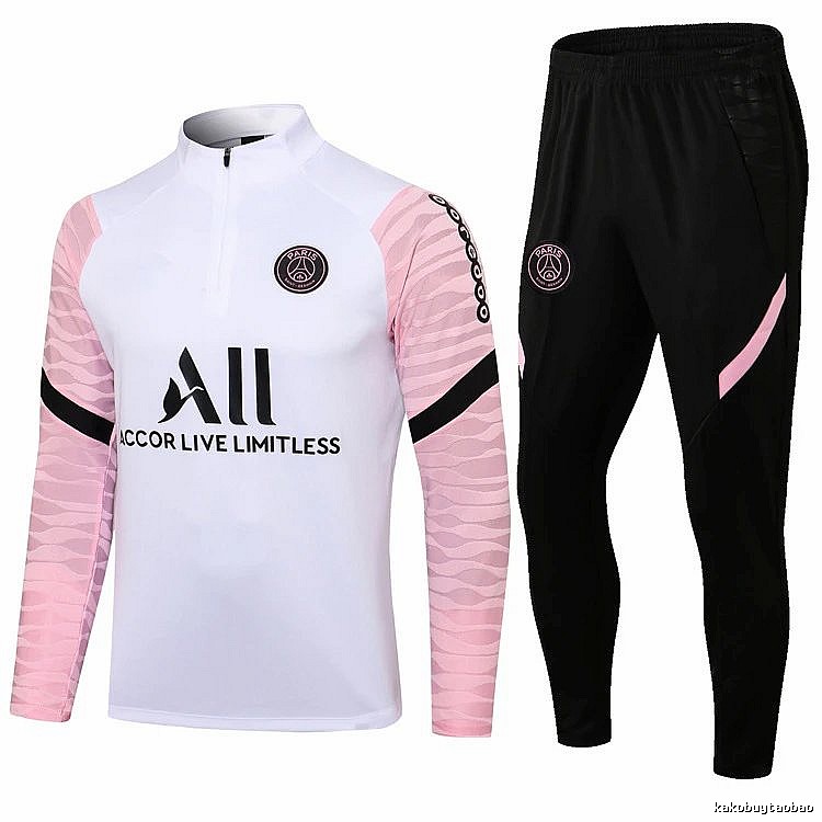 Paris Saint-Germain 2021-22 Pink-Sleeve Detail Light-Pink Sleeve Detail Light Pink White Training Tracksuit Se