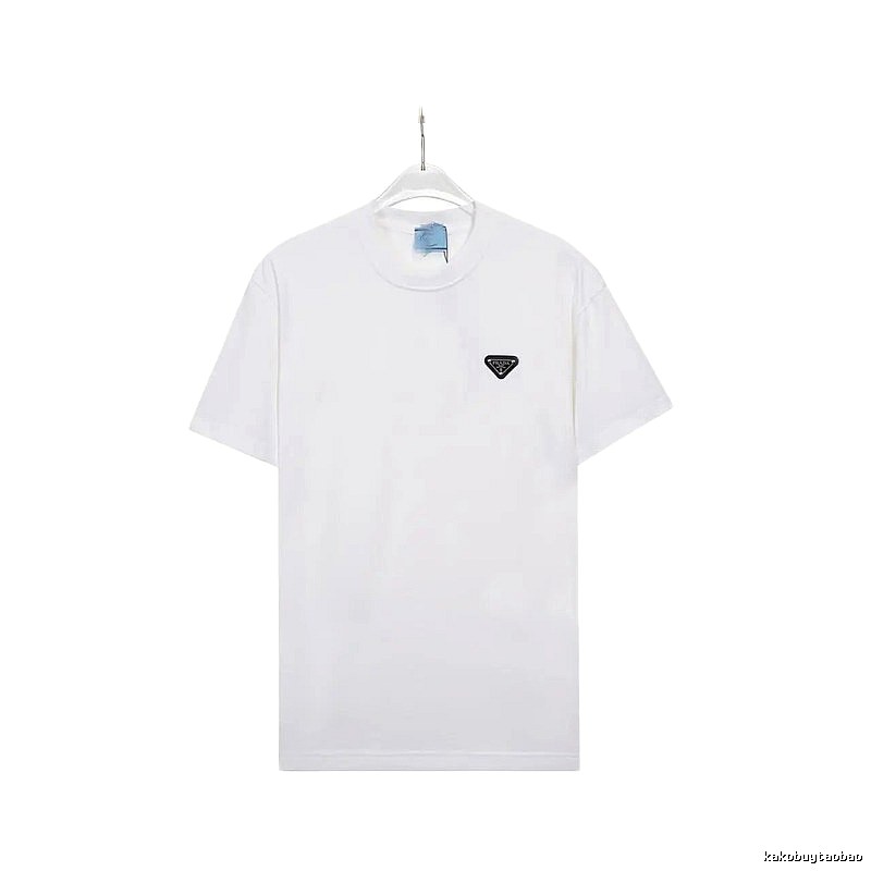 Prada Triangle Logo Minimalist Style White Short-sleeve T-shirt