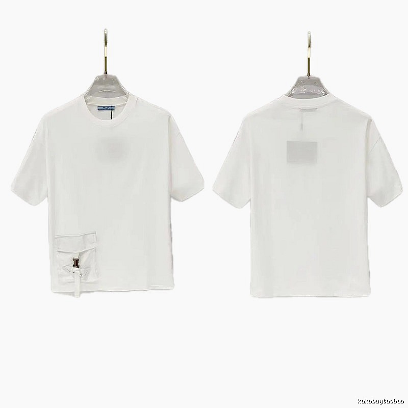 Prada Triangle Logo Minimalist Style White Short-sleeve T-shirt
