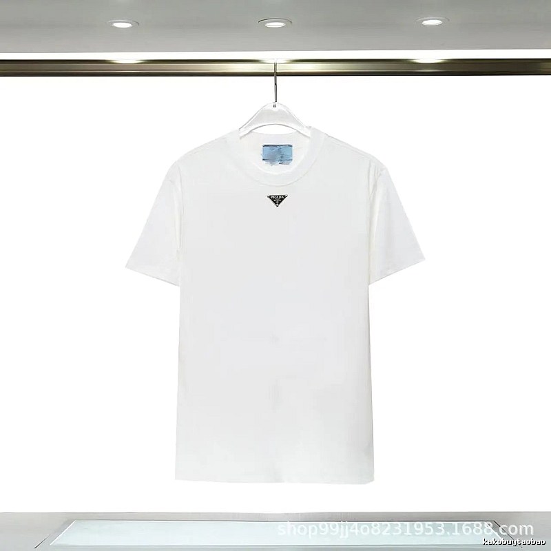 Prada Triangle Logo Minimalist Style White T-Shirt