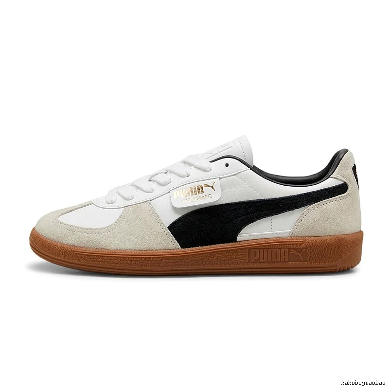 PUMA retro-style black, white and brown board shoes