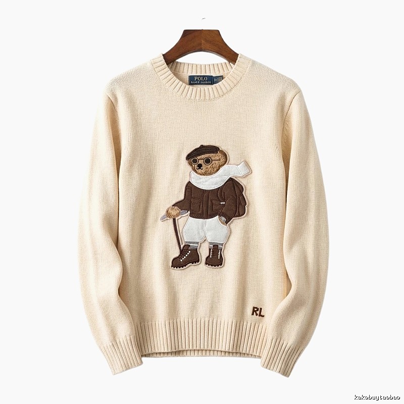 Ralph Lauren Bear Retro Style Beige Sweater