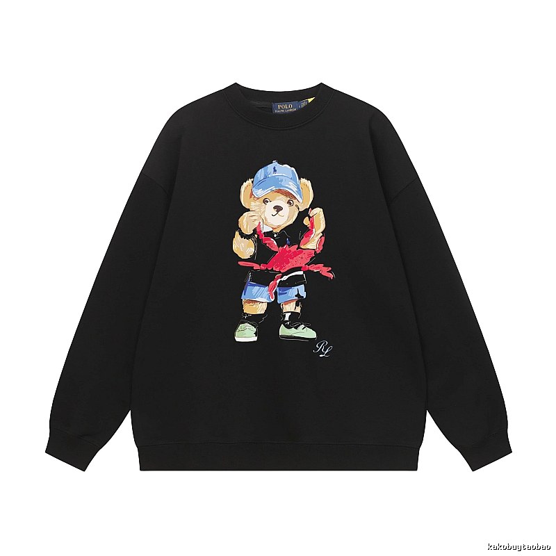 Ralph Lauren Bear Streetwear Black Sweatshirt
