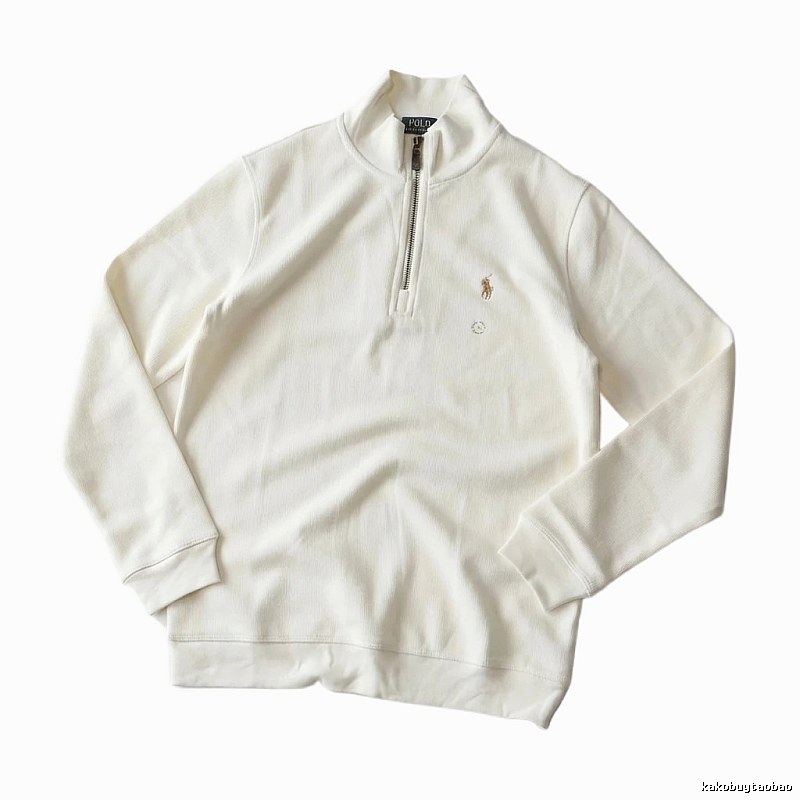 Ralph Lauren Polo series minimalist style off-white sweatshirt