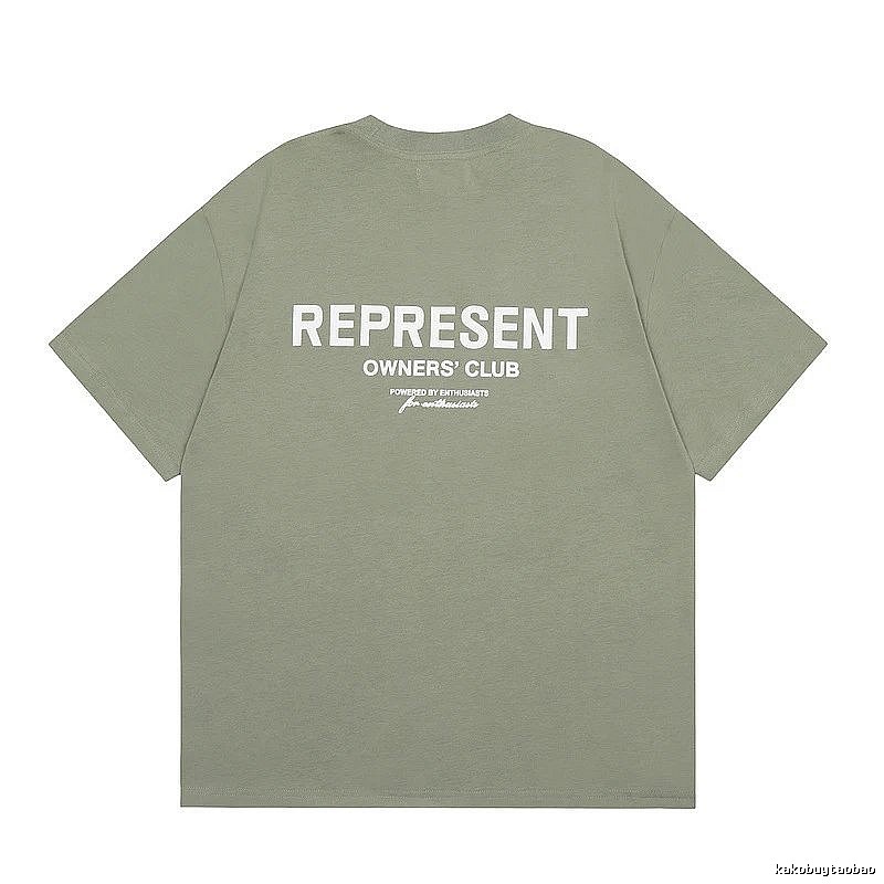 Represent Army Green Style 868 Owners Club T-Shirt Signature Detail Logo