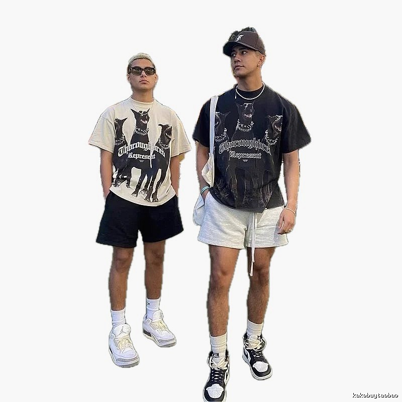 Represent Doberman Print Vintage Black Short-sleeve T-shirt