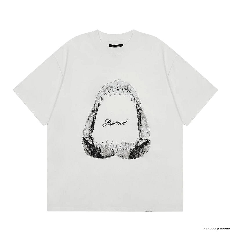 Represent Shark Jaw Print High Street Style White T-shirt