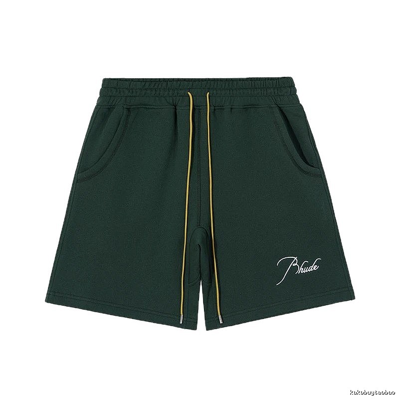 RHUDE casual style dark green shorts