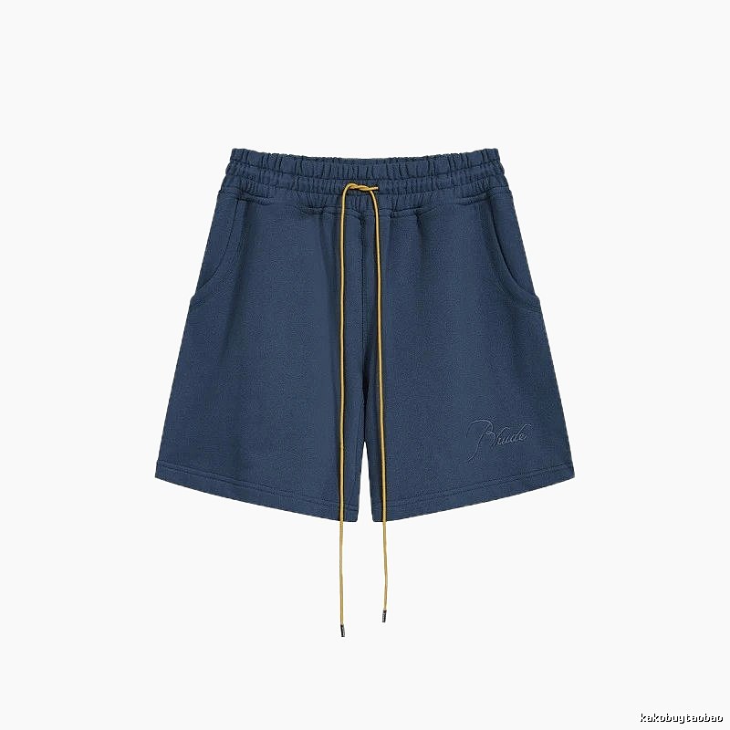 RHUDE minimalist style navy blue shorts