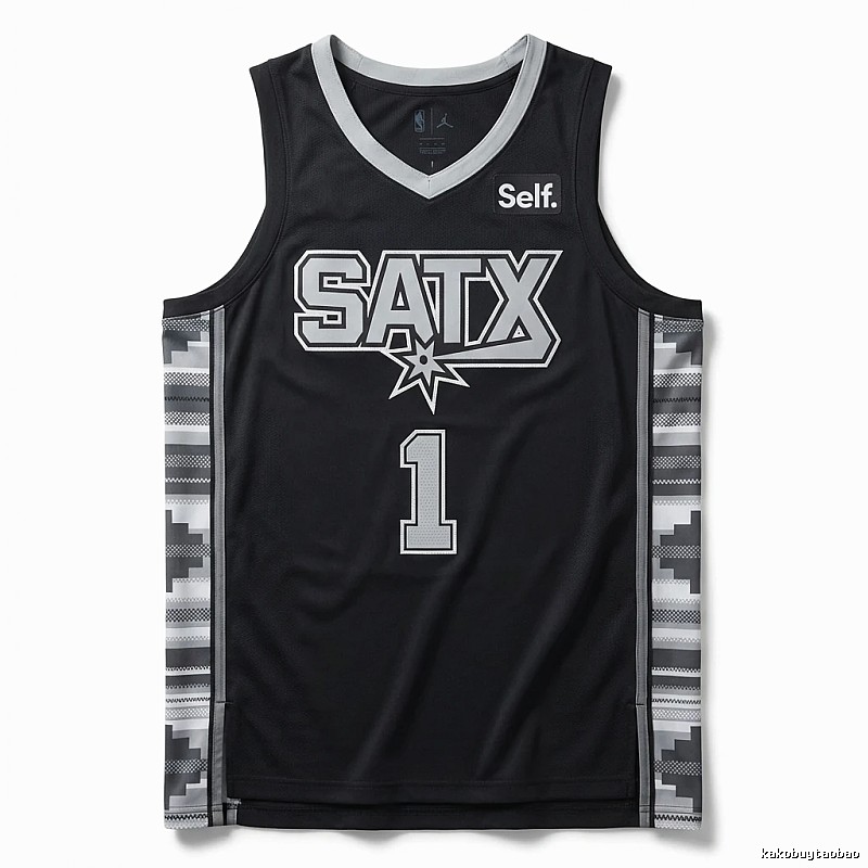 Self. Spurs Wind Black Jersey