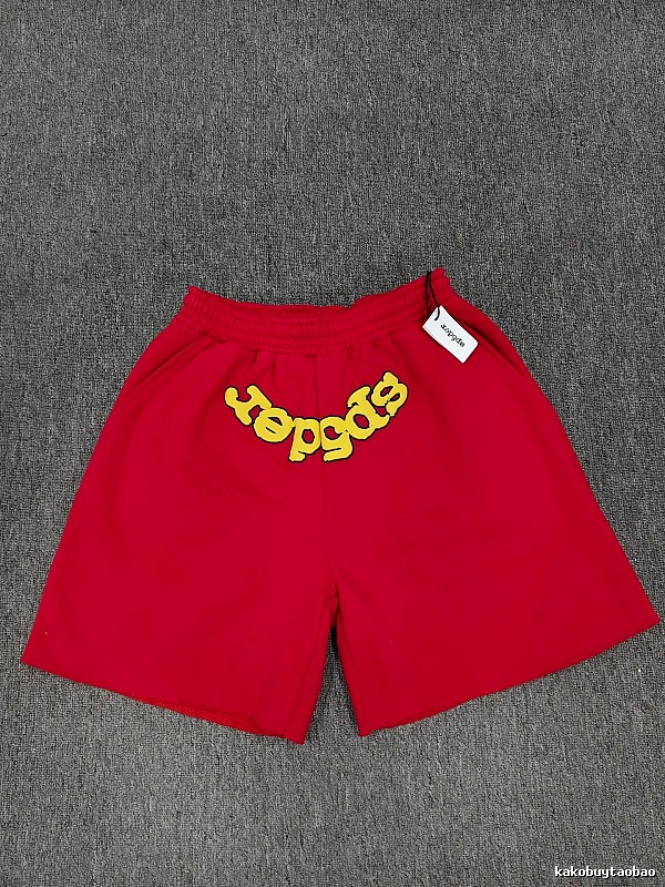 Sp5der Foam Print Street Style Red Casual Shorts