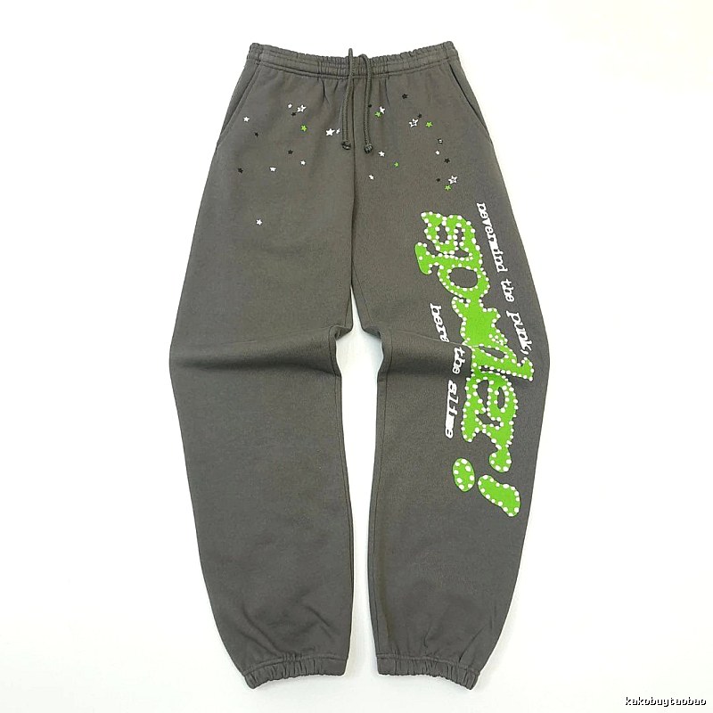 Sp5der Graphic Sweatpants - neon logo print and relaxed cuffed legs for streetwear