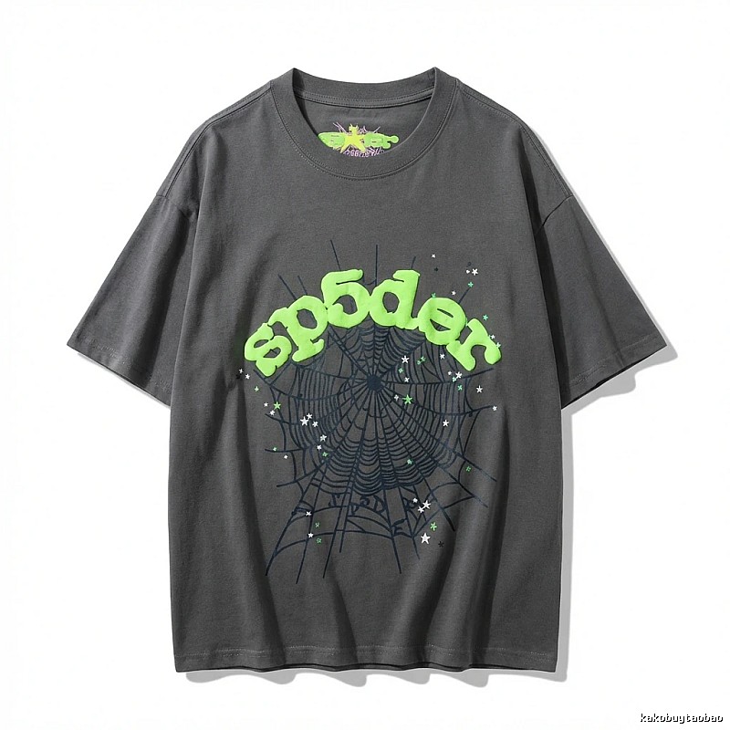 Sp5der Spider Web Trendy Cool Gray T-shirt