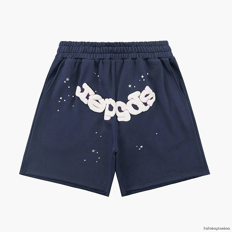 Sp5der Star Print Shorts (Navy Blue)