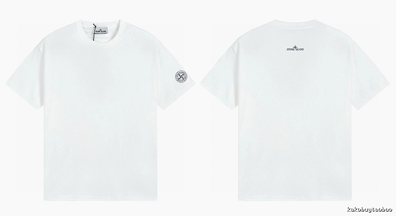 Stone Island Badge Minimalist Style White Short-sleeve T-shirt