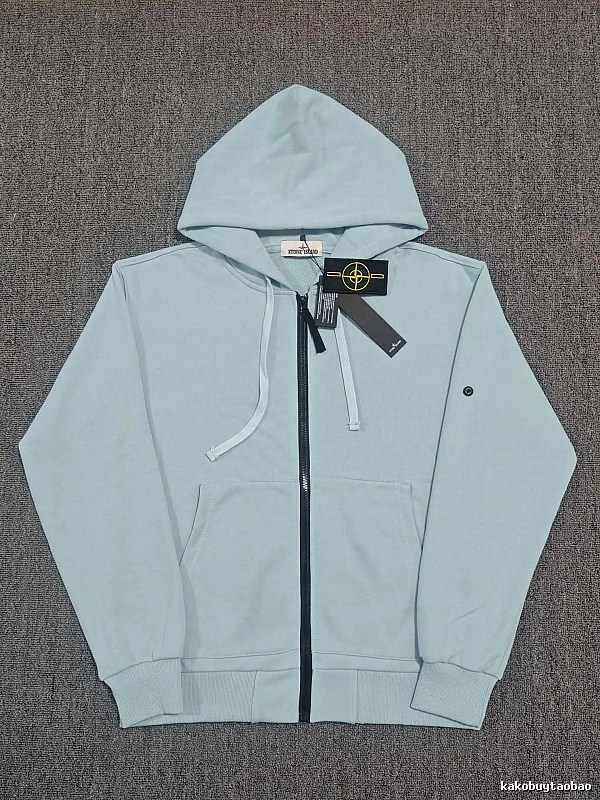 Stone Island Blue Zip Hoodie Gift Ready