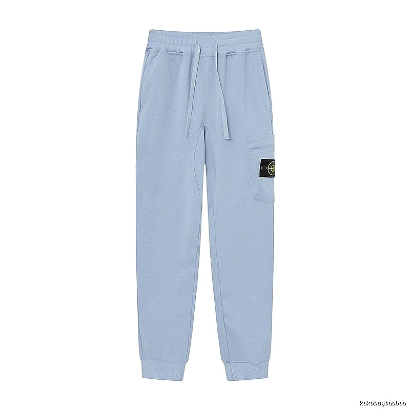 Stone Island Compass Badge Street Style Light Blue Cuffed Jogger Sweatpants
