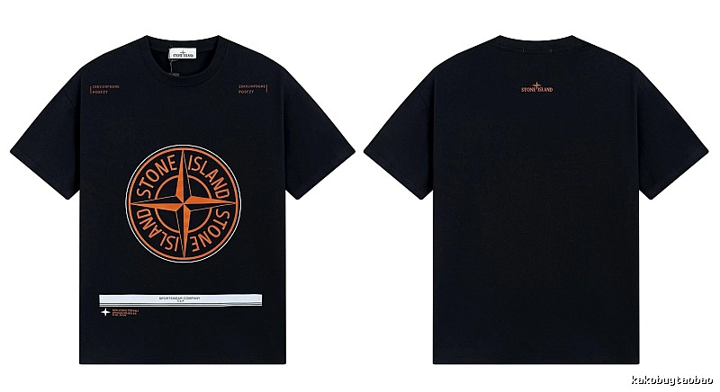 Stone Island Compass Techwear Style Black Short Sleeve T-Shirt