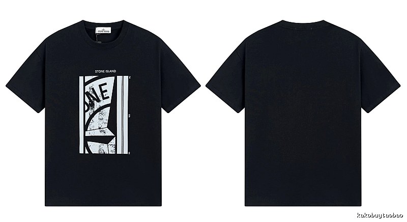 Stone Island Printed Street Style Black T-shirt