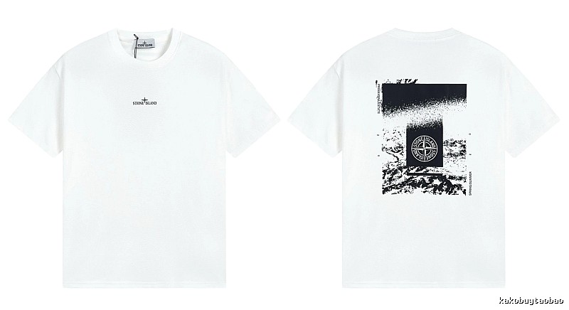 Stone Island Spring Summer Printed Street Style White T-Shirt