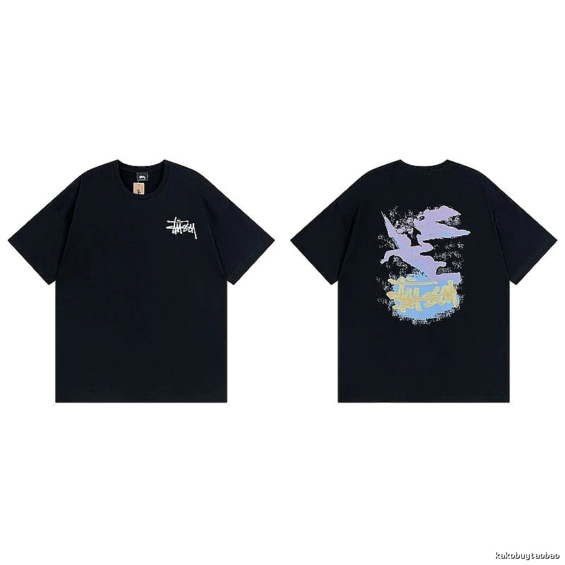 Stussy Black Spider Graphic T-Shirt Training Look Logo