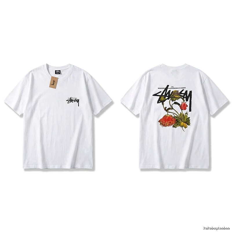 Stussy Floral Print White T-Shirt