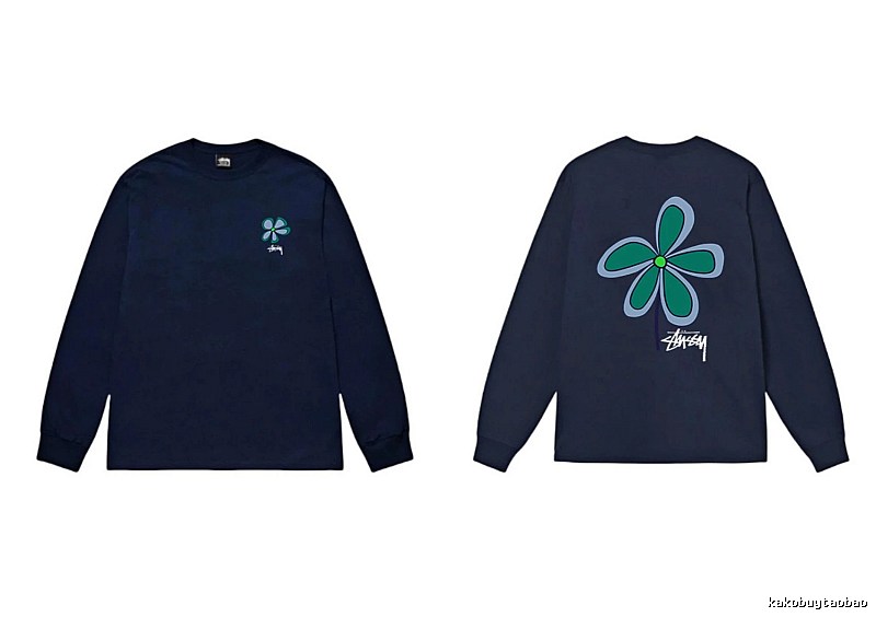 Stussy Floral Series Casual Style Navy Long-Sleeve