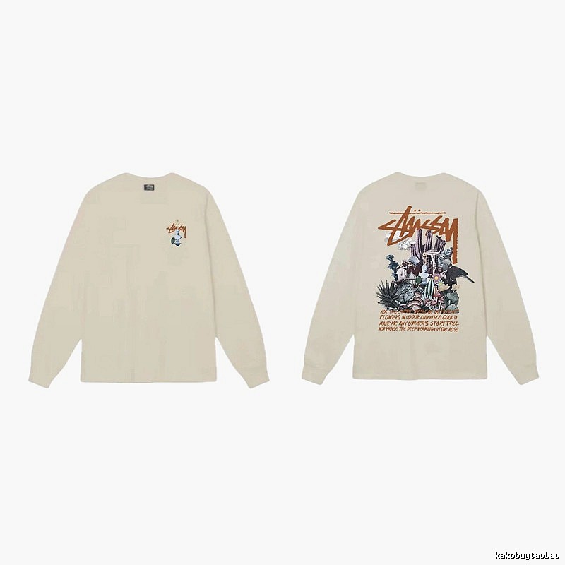 Stussy Print Retro Style Long-Sleeve (Off-White)