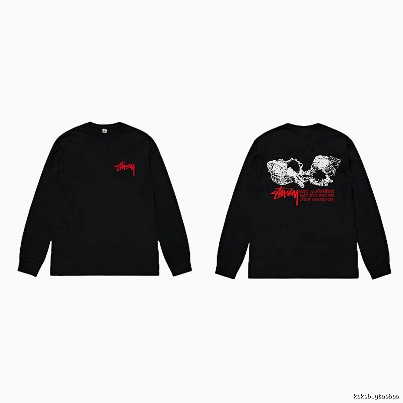Stussy Skull Print Black Long-sleeve Shirt