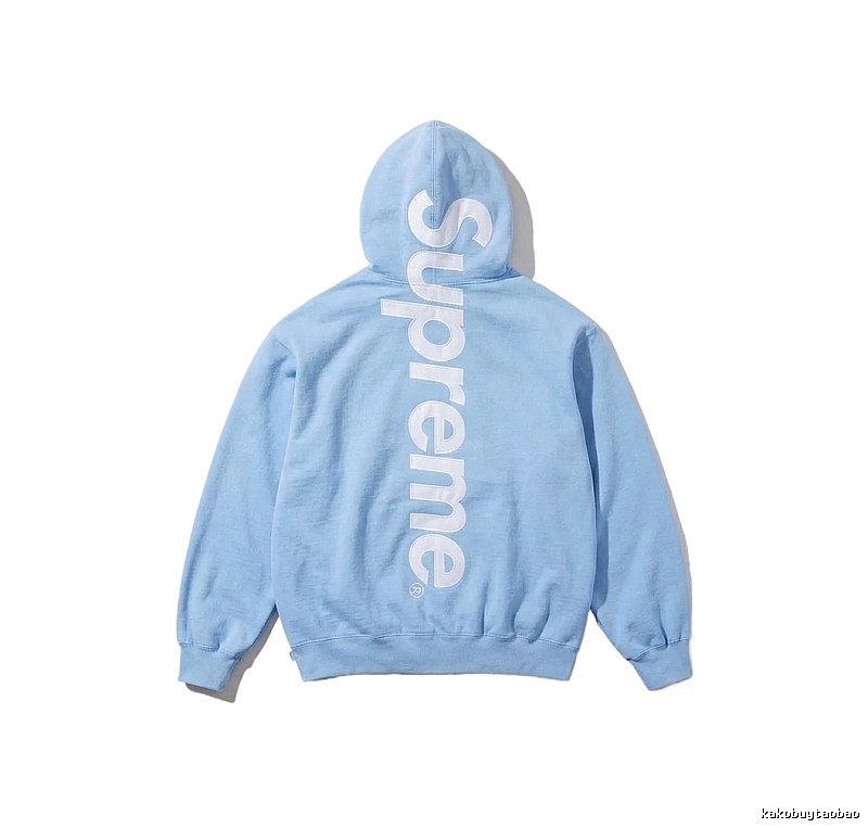 Supreme basic style, simple style, light blue hoodie