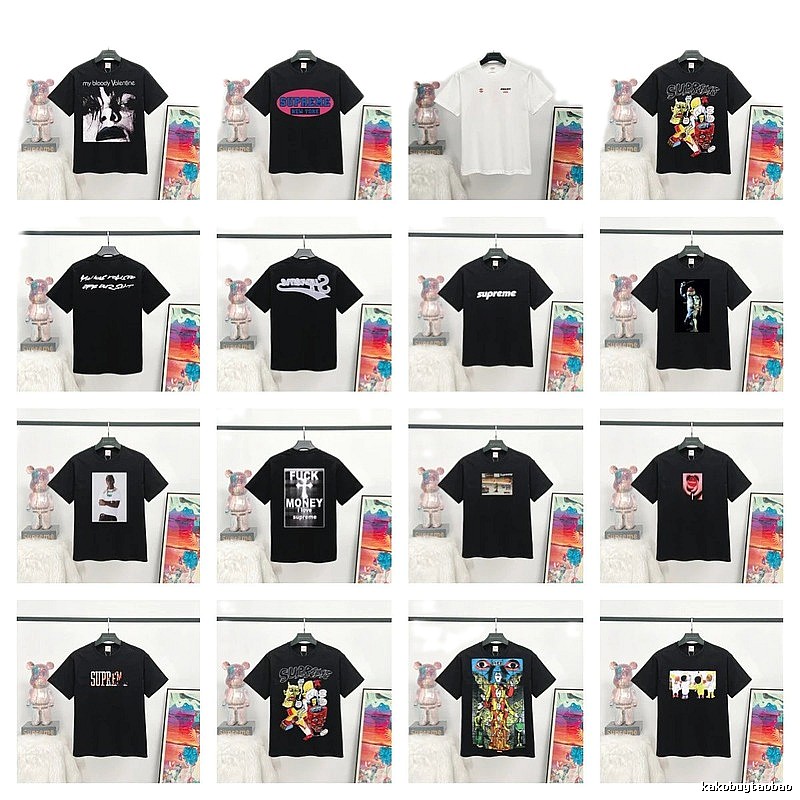 Supreme Printed Street Style Black T-Shirt