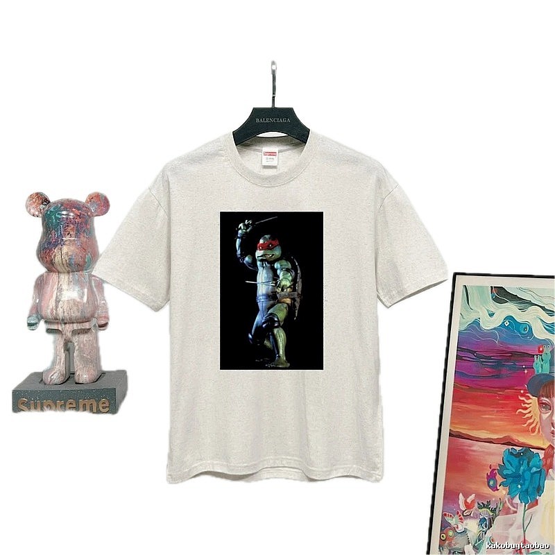 Supreme x Teenage Mutant Ninja Turtles Co-branded Street Style Off-white T-shirt