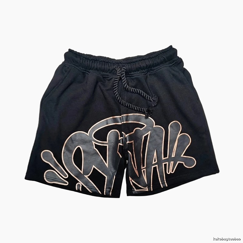 SynaWorld Graffiti-style Black Shorts