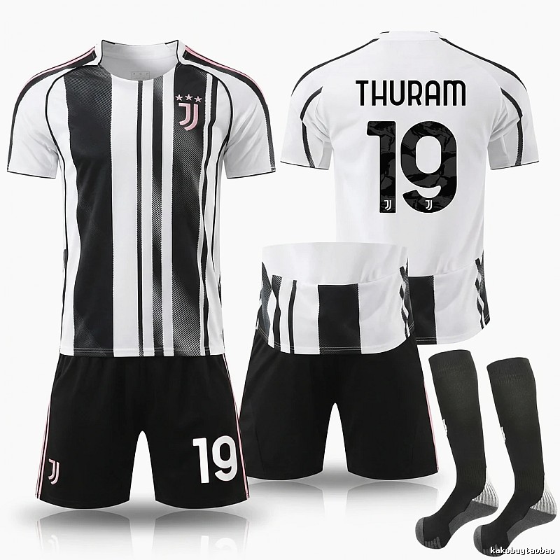 The black and white striped football jersey of Juventus.