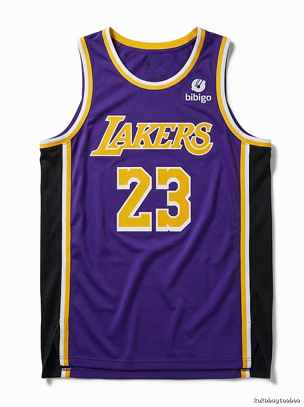 The retro-style No. 23 jersey of the Los Angeles Lakers.