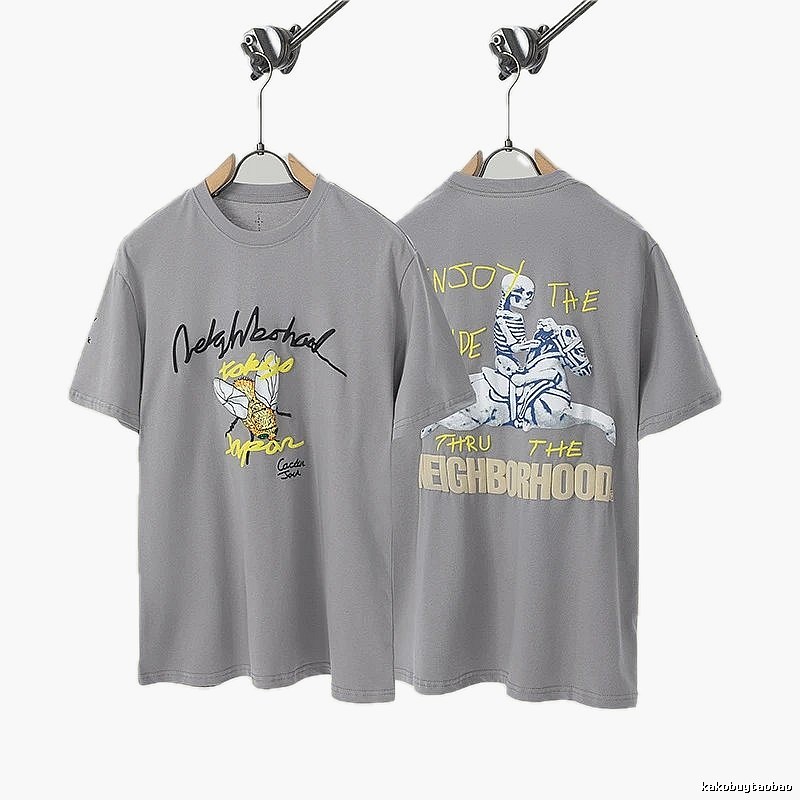 Travis Scott Co-branded Street Style Gray Short-sleeve T-shirt