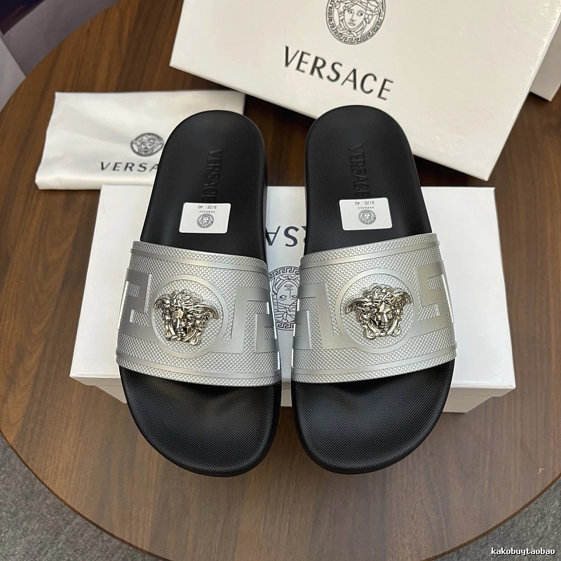 Versace Medusa Luxury Trendy Silver & Black Slides